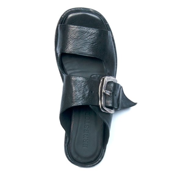 Ernesto Dolani Modern woman Black leather sandal with strap and buckle - Picture 4 of 4